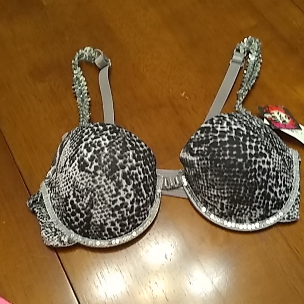 Silver sequins straps bra